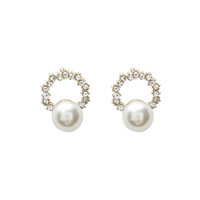 Irregular Diamond Ring Temperament Pearl Earrings – Holiday Gift Ideas — 1