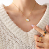 Small Retro Peach Heart White Sea Moon Necklace – Jewelry Gift Ideas — 1