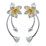 Elegant And Refined Lotus Sterling Silver Earrings – Birthday Gifts — 3