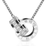 Double Ring Diamond Roman Numeral Necklace – Jewelry Gift Ideas — 9
