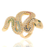 Copper Plated Genuine Gold Snake Shaped Diamond Ring – Stylish Gifts — 12