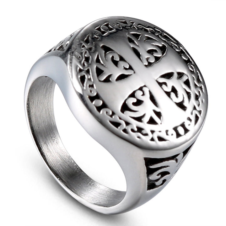 Vintage Punk Men's Creative Stainless Steel Cross Ring – Gifts for Him — 1