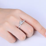 S925 Silver Ladies Middle Finger Six Prong Diamond Ring – Gift Ideas — 6