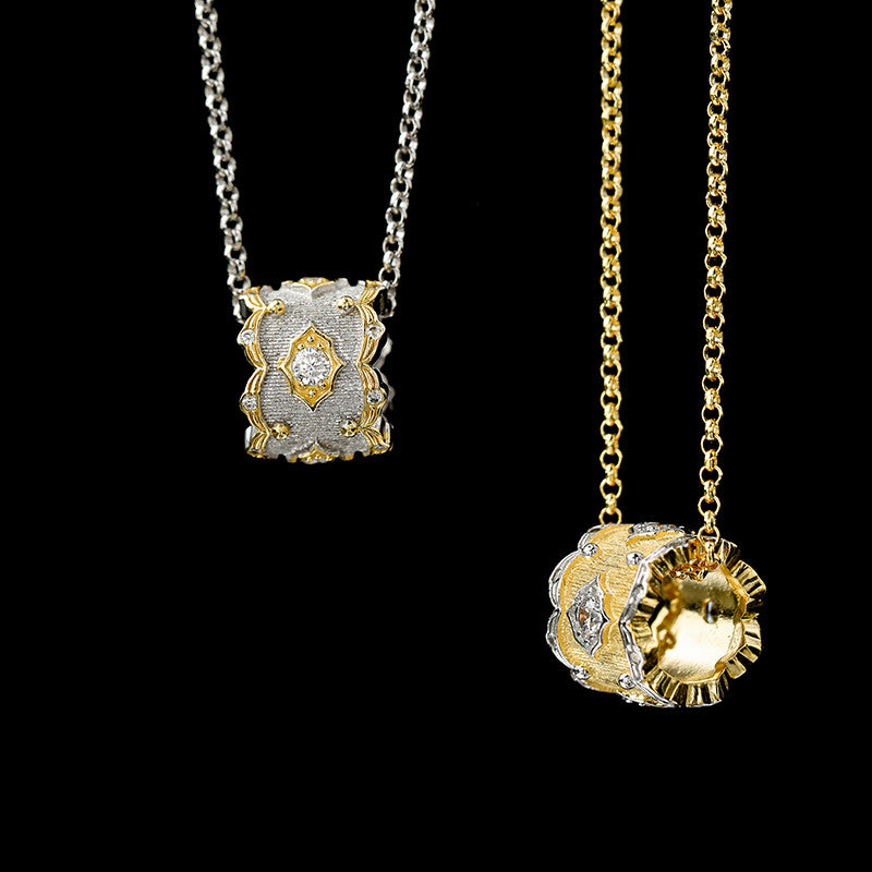 Silver Gilded Fine Brushed Zircon Necklace – Jewelry Gift Ideas — 1