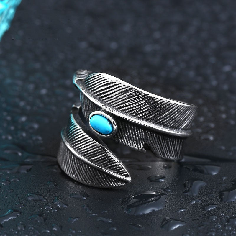 Fashion Titanium Steel Turquoise High Bridge Ring – Stylish Gifts — 1