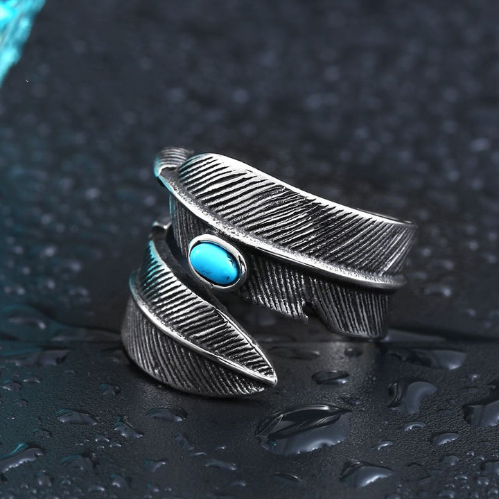 Fashion Titanium Steel Turquoise High Bridge Ring – Stylish Gifts — 1