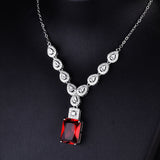 Luxury Pigeons-blood Ruby Square Diamond Necklace – Jewelry Gift Ideas — 7