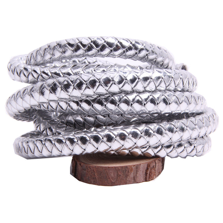 Round Black Coffee Gold And Silver Braided Leather – Kitchen Gifts — 1