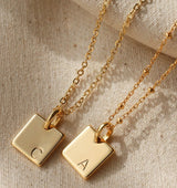 Rectangular Titanium Steel Letter Necklace – Jewelry Gift Ideas — 5