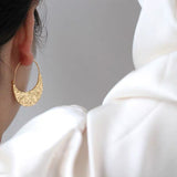 Hammer Surface Oval Earrings Temperament Unique – Holiday Gift Ideas — 6