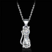 Cute Kitty Zircon Pendant Alloy Plated Silver – Jewelry Gift Ideas — 7