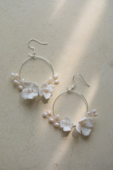 Simple Circle Freshwater Pearl Flower Earrings – Surprise Gifts — 2