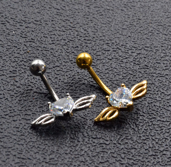 Love Wings Belly Button Ring Love Heart Zircon – Gifts for Couples — 1
