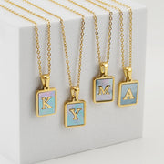 Titanium Steel 26 English Letter Necklace Blue – Jewelry Gift Ideas — 1