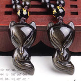 Natural Gold Obsidian Fox Pendant Men's – Jewelry Gift Ideas — 1