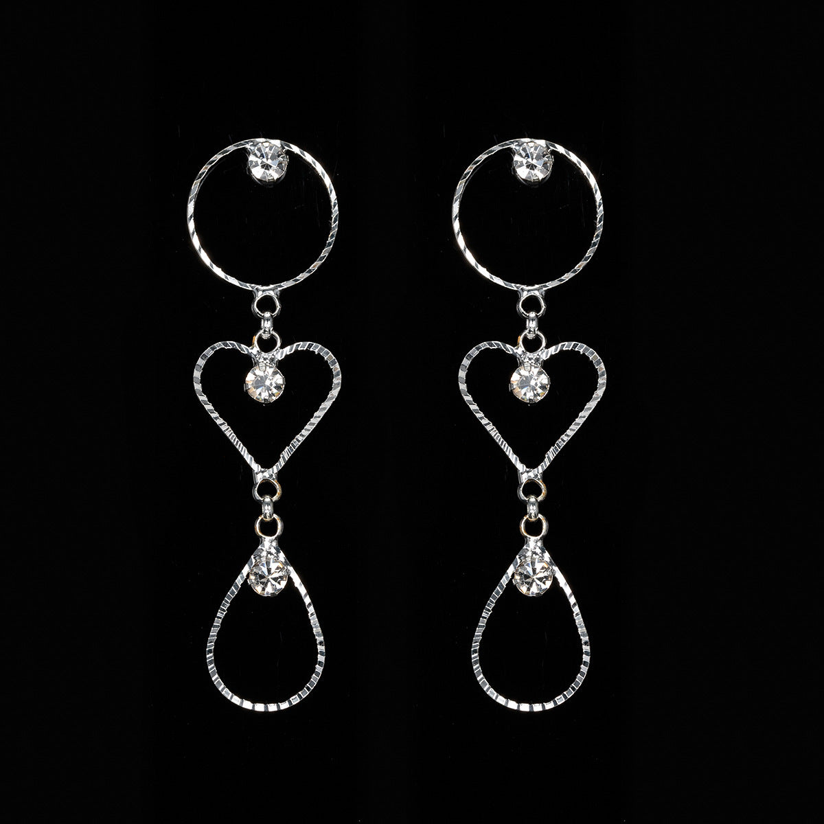 Rhinestone Shiny Earrings Earrings Female Circle Long – Gifts for Her — 1