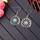 Round Turquoise Alloy Earrings – Birthday Gifts — 4