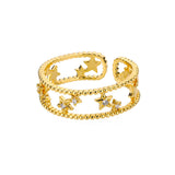 Letter V Open-end Zircon Ring Double Layer – Gift Ideas — 7