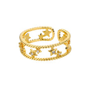 Letter V Open-end Zircon Ring Double Layer – Gift Ideas — 7