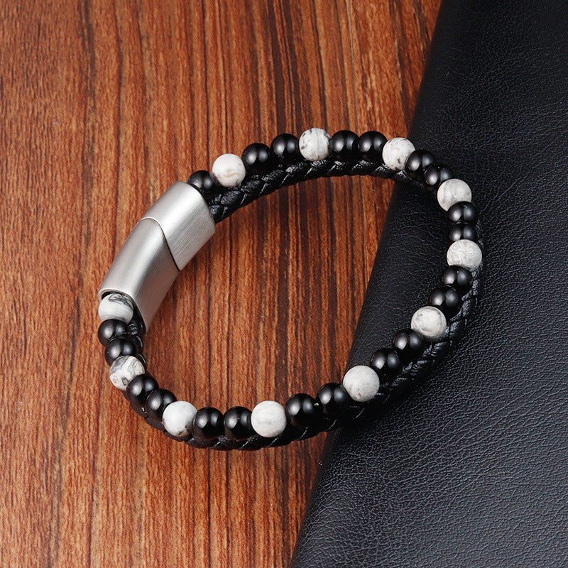 Braided Leather Natural Stone Onyx Map Beading – Jewelry Gift Ideas — 1