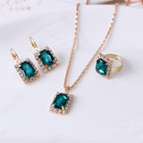 The Crystal Set Necklace Earring Ring Three-piece – Jewelry Gift Ideas — 7