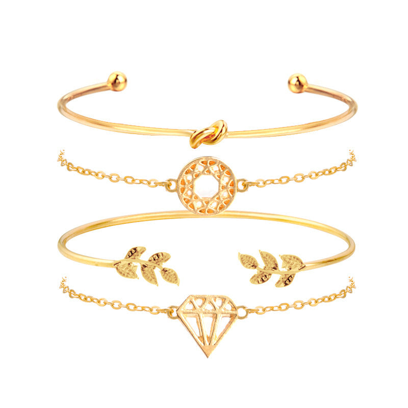 Leaves Diamond Knot Carved Hollow Bracelet – Jewelry Gift Ideas — 1