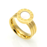 Roman numerals round shell agate ring – Birthday Gifts — 5