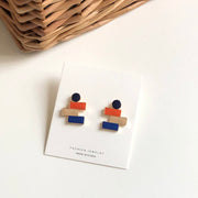 Geometric color drop oil stitching earrings – Stylish Gifts — 5
