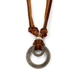 Fashion new metal double ring cowhide necklace – Stylish Gifts — 5