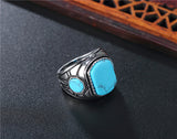 Vintage Turquoise Men's Titanium Steel Ring – Gifts for Him — 2