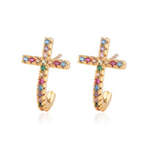 Cross colored zircon earrings – Thoughtful Gifts — 4