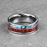 8MM Wide Polished Tungsten Carbide Ring Inlay Wood – Stylish Gifts — 4