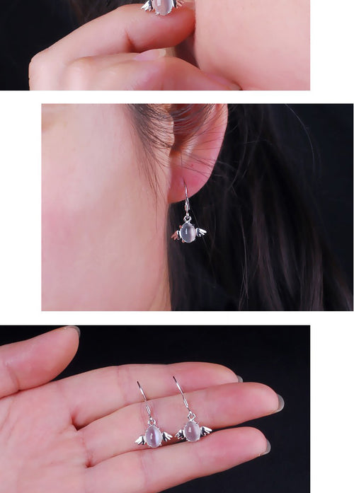 Angel Egg Earrings Pink Moonstone Angel Earrings – Meaningful Gifts — 2