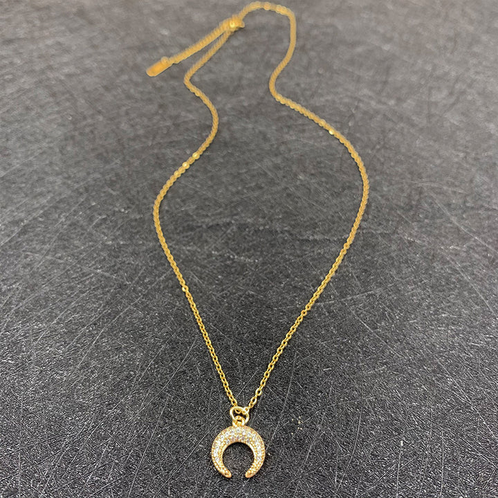 Zircon Moon Necklace Copper Plated Real Gold Full – Jewelry Gift Ideas — 1