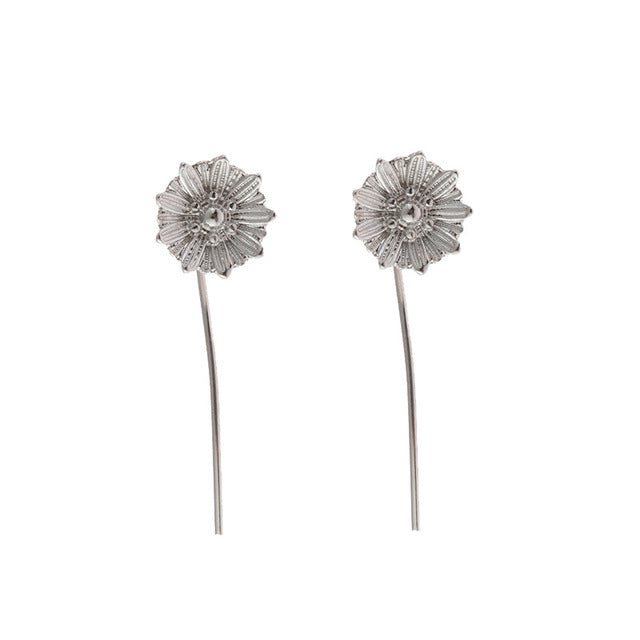 Silver Plated Sun Flower Earrings – Birthday Gifts — 1