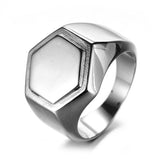 Simple Polished Hexagonal Titanium Steel Ring – Special Occasion Gifts — 5