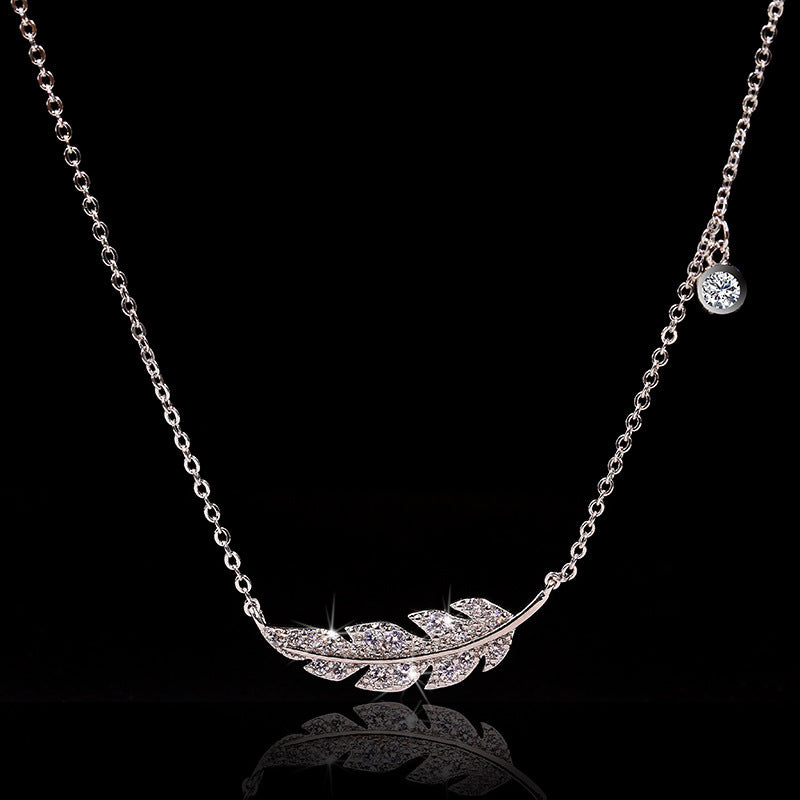 Leaf Necklace Copper Inlaid Zircon Pendant – Jewelry Gift Ideas — 1