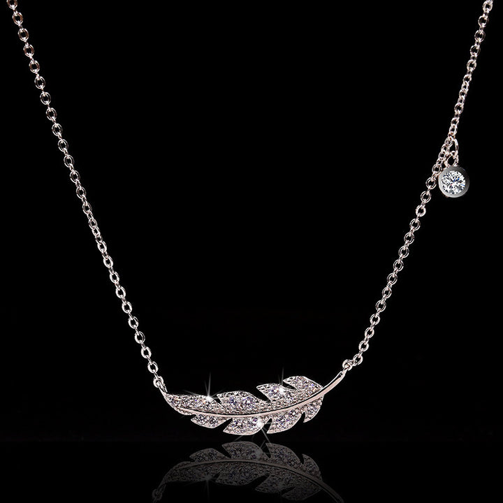 Leaf Necklace Copper Inlaid Zircon Pendant – Jewelry Gift Ideas — 1