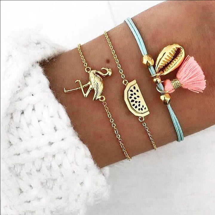 Vintage Flamingo Watermelon Hollow Shell Bracelet – Jewelry Gift Ideas — 1