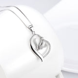 Sterling Silver Double Head Horse Heart Necklace – Jewelry Gift Ideas — 8