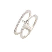 Simple Multi-layer Cross Gold-plated Inlaid Ring – Practical Gifts — 4