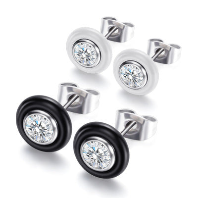 Black and white ceramic stud earrings – Useful Gifts — 1