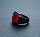 Men's stainless steel black agate ring – Gifts for Him — 6