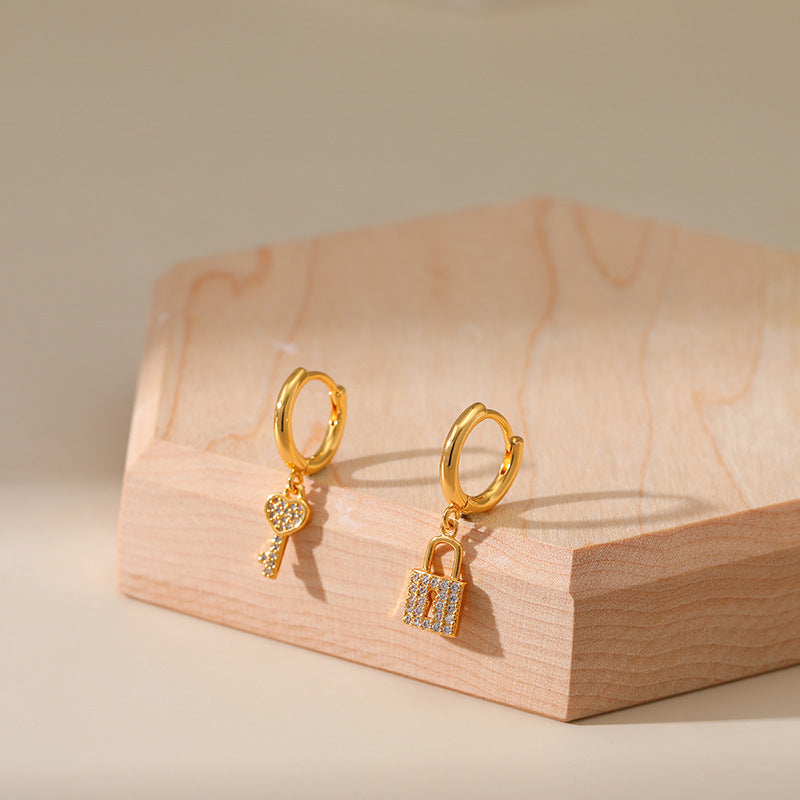 Love Key Lock Design Earrings – Gifts for Couples — 1
