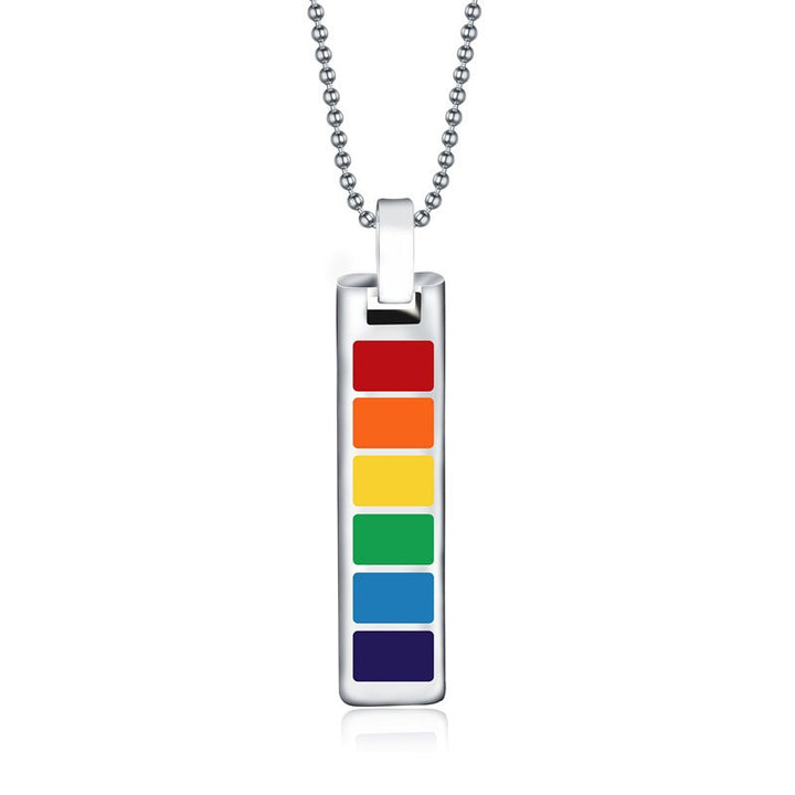 Rainbow rectangular pendant necklace – Jewelry Gift Ideas — 1