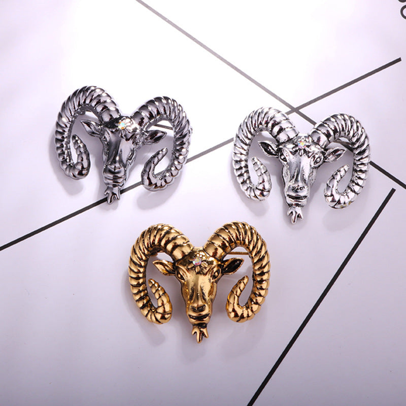 Retro Domineering Goat Head Brooch Men's Suit – Jewelry Gift Ideas — 1