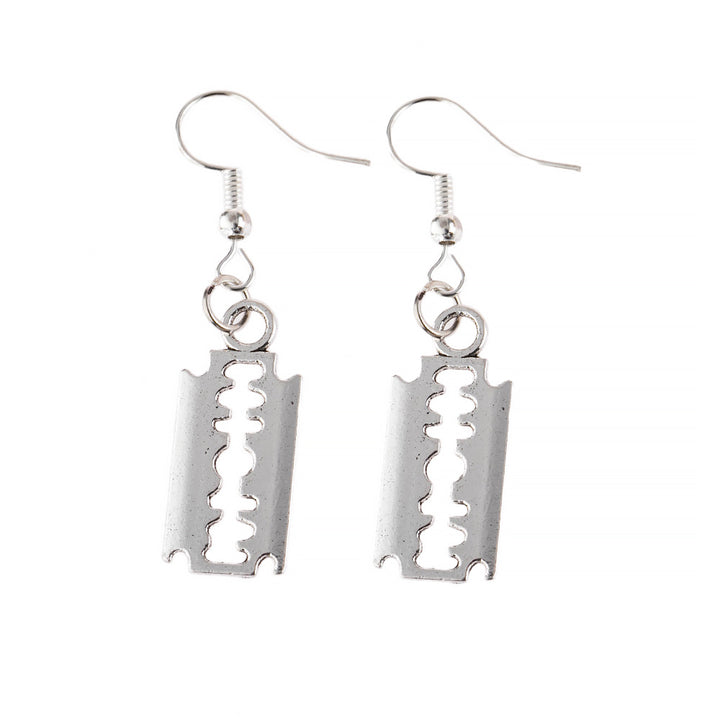 Razor Antique Silver Blade Pendant Earrings – Jewelry Gift Ideas — 1