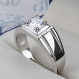 Ring S925 Silver Male Mouth Simple Simulation Diamond – Gifts for Him — 2