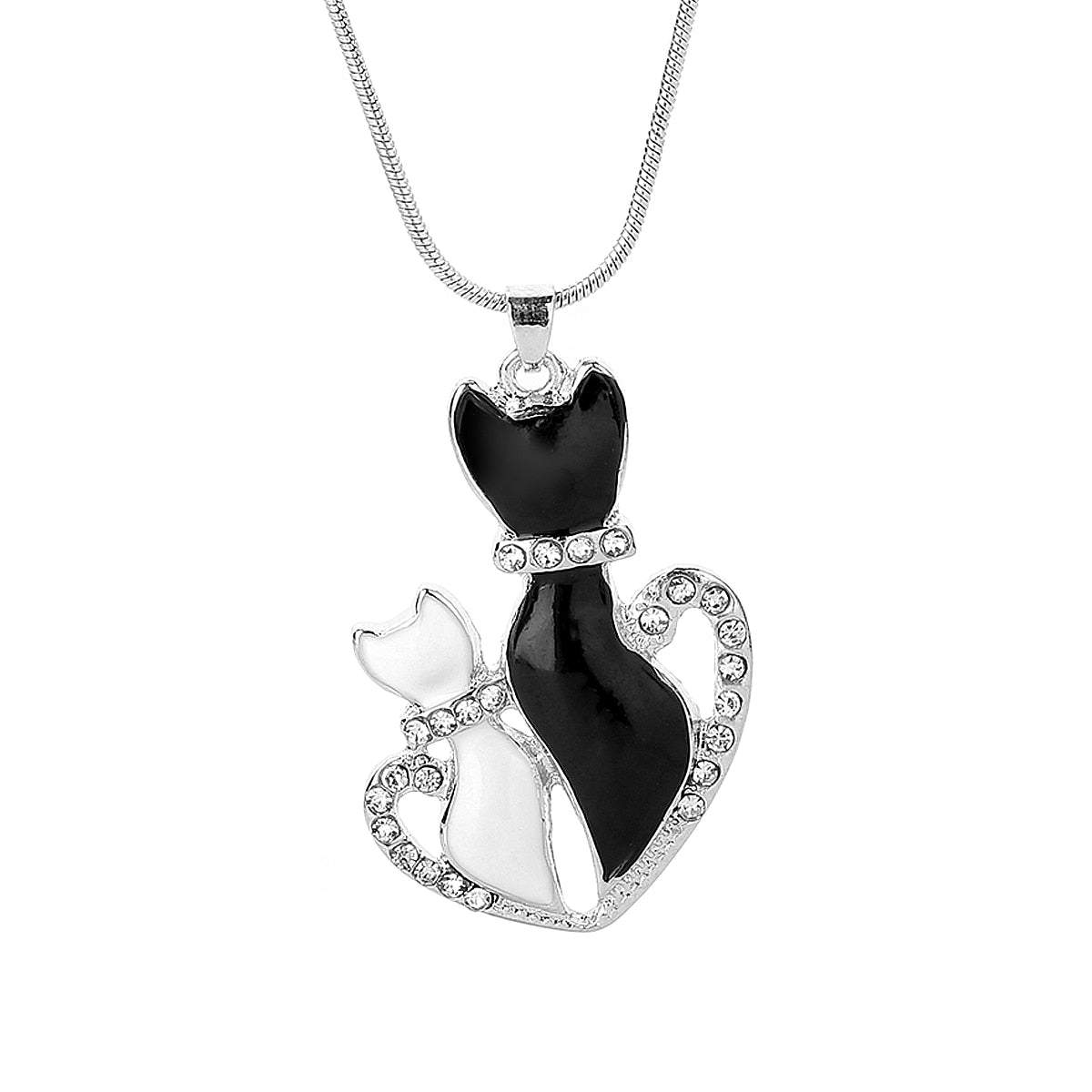 Black and White Cat Pendant Necklace – Jewelry Gift Ideas — 1