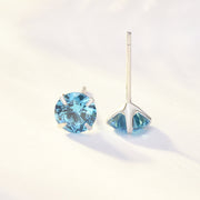 Simple Birthstone Four-Claw Zircon Earrings – Holiday Gift Ideas — 5